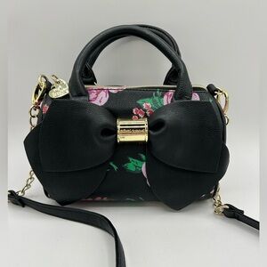 Betsey Johnson Black Floral Shoulder Bag